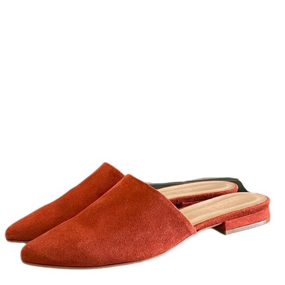 ABLE Suede Slip On Mules In Brick Red Orange Size 7.5 - Picture 1 of 12